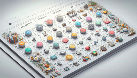 3d render of a calendar with different dates and days of the week