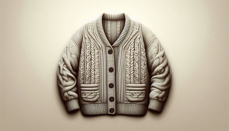 Woolen jacket with a pattern on a beige background.