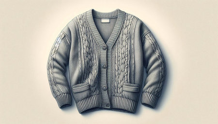 Fashionable woolen knitted sweater on a white background.