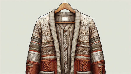 Vector illustration of a winter coat on a mannequin. Winter fashion.