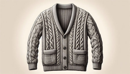 Hand drawn illustration of a winter jacket. Pencil sketch on paper.