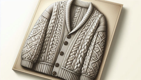 Woolen jacket with a pattern in a box on a white background