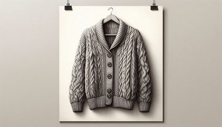 Woolen coat hanging on a hanger, 3d illustration