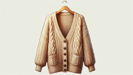 Woolen jacket on a hanger isolated on a white background