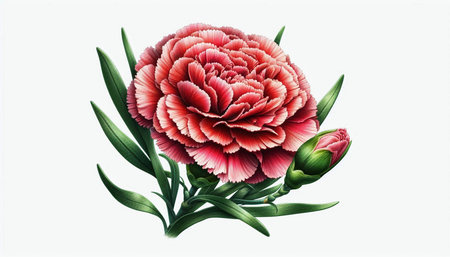 Carnation bouquet isolated on white background. Vector illustration.