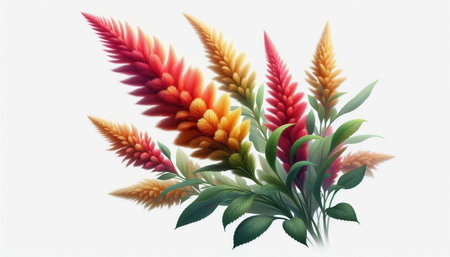 3D rendering of colorful cockscomb flowers isolated on white background