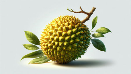 King of fruits, durian on white background. 3d rendering