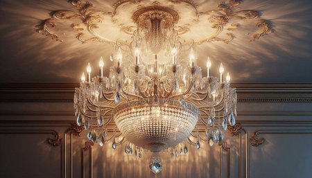 Luxury chandelier in a classic interior of the room