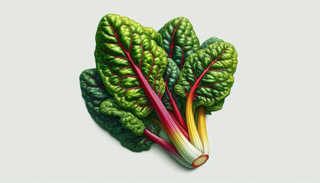 Chard leaves on a white background. Vector illustration of chard.