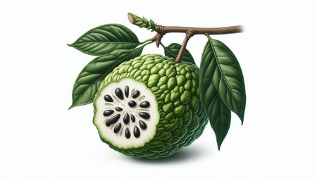 Custard apple isolated on white background. 3D illustration.
