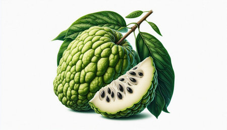 Custard apple isolated on white background, clipping path included.