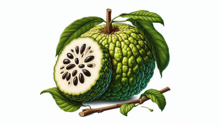 Sugar Apple (Custard Apple) on white background.