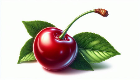 Realistic cherry on a white background. Vector illustration. Eps 10.