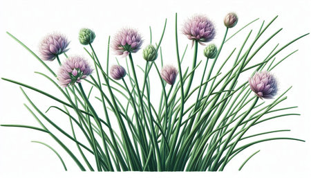 Chives flowers isolated on a white background. Clipping path included.
