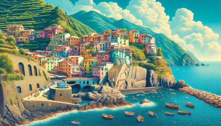 Riomaggiore village on the coast of Cinque Terre, Italy