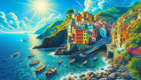 Riomaggiore village in Cinque Terre National Park, Italy.