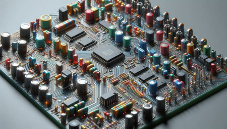 Electronic circuit board close-up. Technology and electronics concept.