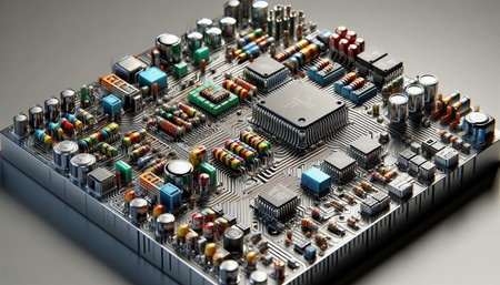 Circuit board. Electronic computer hardware technology. Motherboard digital chip. Tech science...