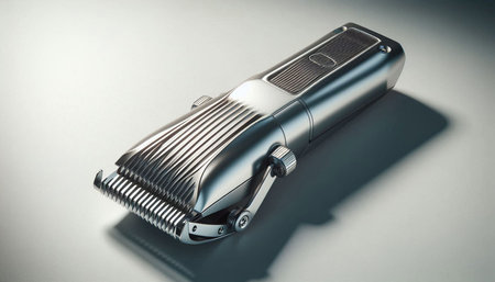 Modern electric hair clipper on a gray background. 3d illustration