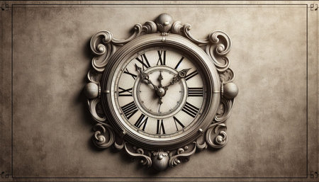 Vintage clock on grunge background. Time concept. 3d rendering