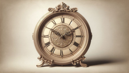 Vintage clock on a beige background. Antique clock.