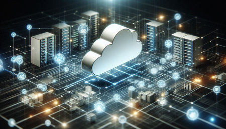 Cloud computing concept. 3D rendering elements of this image furnished by NASA