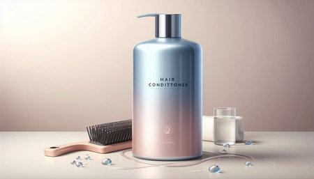 Mockup of cosmetic bottle for hair care. 3d rendering