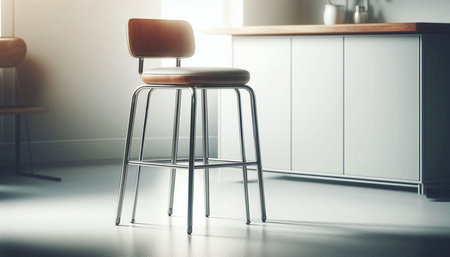 Close up of a bar stool in a modern kitchen. 3d rendering