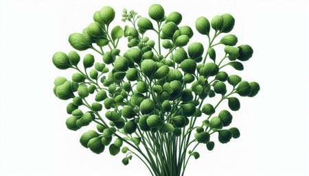 Bouquet of fresh green leaves isolated on a white background.