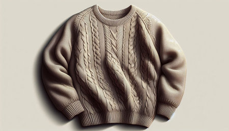 Brown knitted pullover isolated on gray background. 3d render