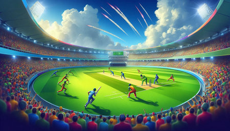 Crowd of people in a soccer stadium. 3D illustration.
