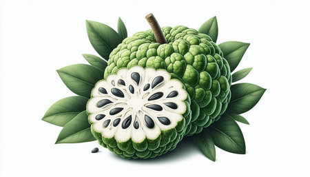 Custard apple isolated on white background. Realistic vector illustration.