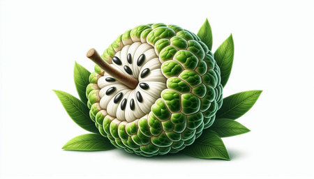Custard apple isolated on white background. 3d illustration.