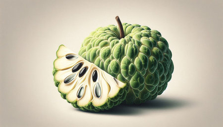 Custard apple on a white background, 3d illustration.