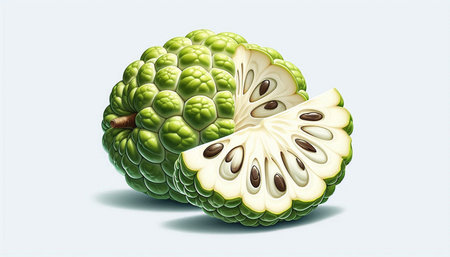 Custard apple isolated on white background. 3d illustration.