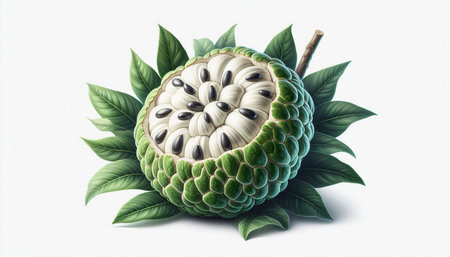 Custard apple isolated on white background. 3d illustration.