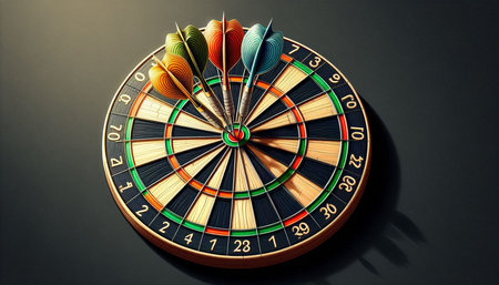 Darts on the dartboard. 3d rendering, 3d illustration.