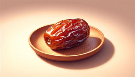 Dates on a plate on a light background. 3d rendering