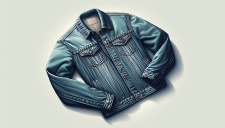 Denim jacket isolated on a white background. 3d rendering.
