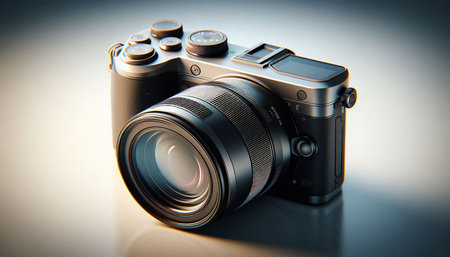 digital SLR camera on a white background close-up. 3d rendering