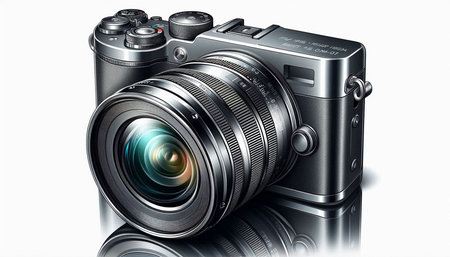 Digital SLR camera on white background. 3D illustration. 3D rendering.