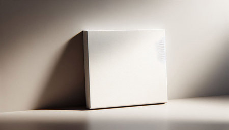 Blank paper box on white background. Shallow depth of field.
