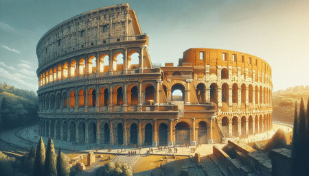 The Colosseum in Rome, Italy, Europe. Digital painting
