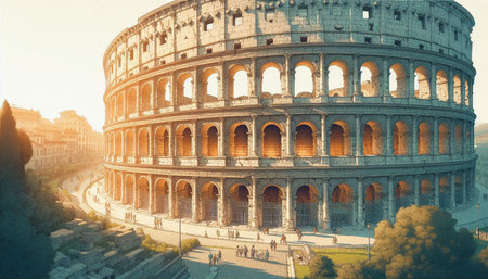 The Colosseum in Rome, Italy. Vintage style.