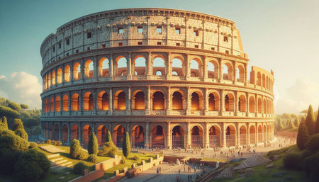 The Colosseum in Rome, Italy. Vintage style.