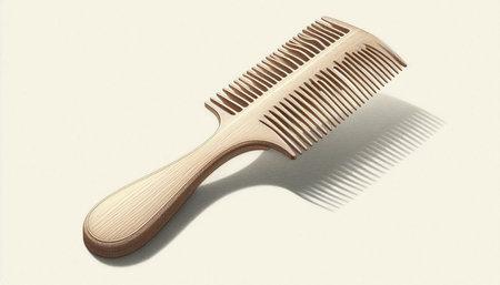 Wooden comb on a white background. 3d rendering. Computer digital drawing.