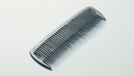 Comb isolated on white background. Top view, close-up.