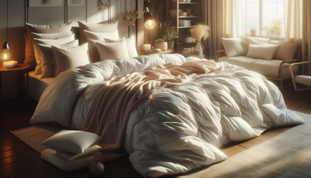 3d rendering cozy bedroom in the morning with a beautiful light.