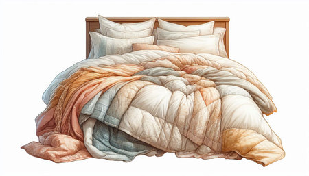 3d rendering of a single bed with pillows on a white background