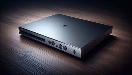 Close-up of a modern laptop on a dark wooden background.